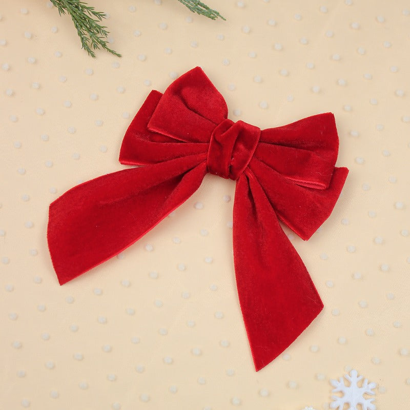 Wholesale 5pcs A-grade Velvet Christmas Velvet Ribbon Bow Sweet Hair Clip